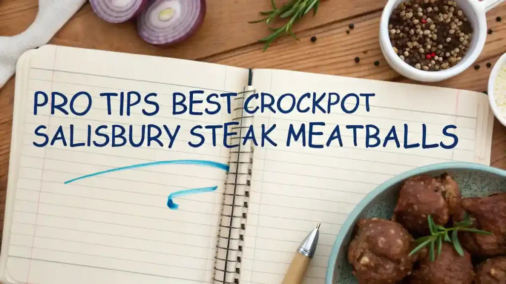 Pro tips for making crockpot Salisbury steak meatballs.