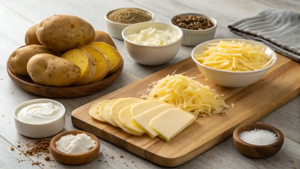 A delicious serving of cheesy scalloped potatoes supreme, golden and bubbling, ready to be enjoyed.