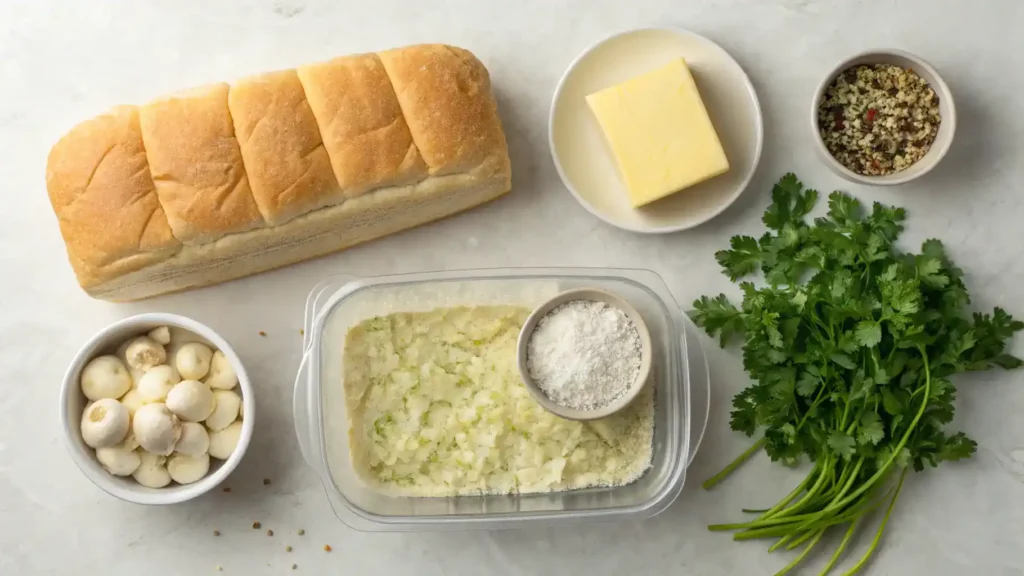 Ingredients for frozen garlic bread