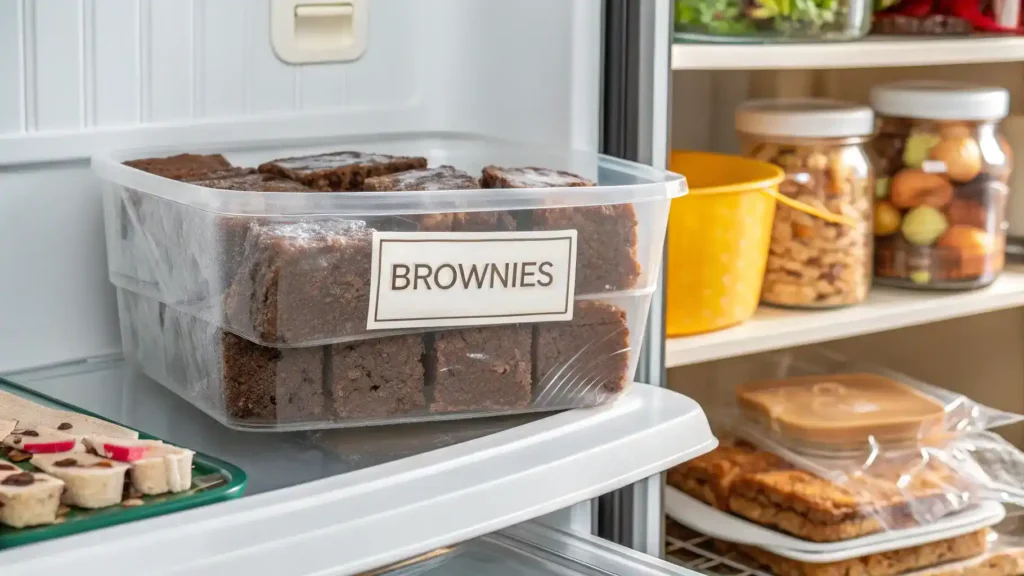 Lunchroom Ladies Brownies served with toppings like ice cream and berries.