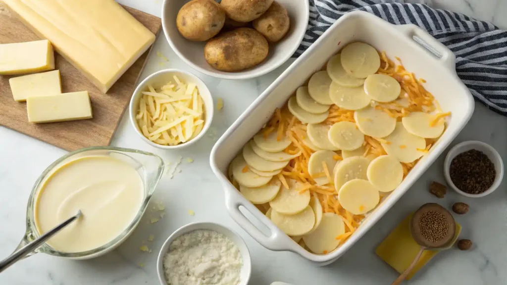 Pro tips for making cheesy scalloped potatoes supreme, featuring cheese varieties and cooking techniques.
