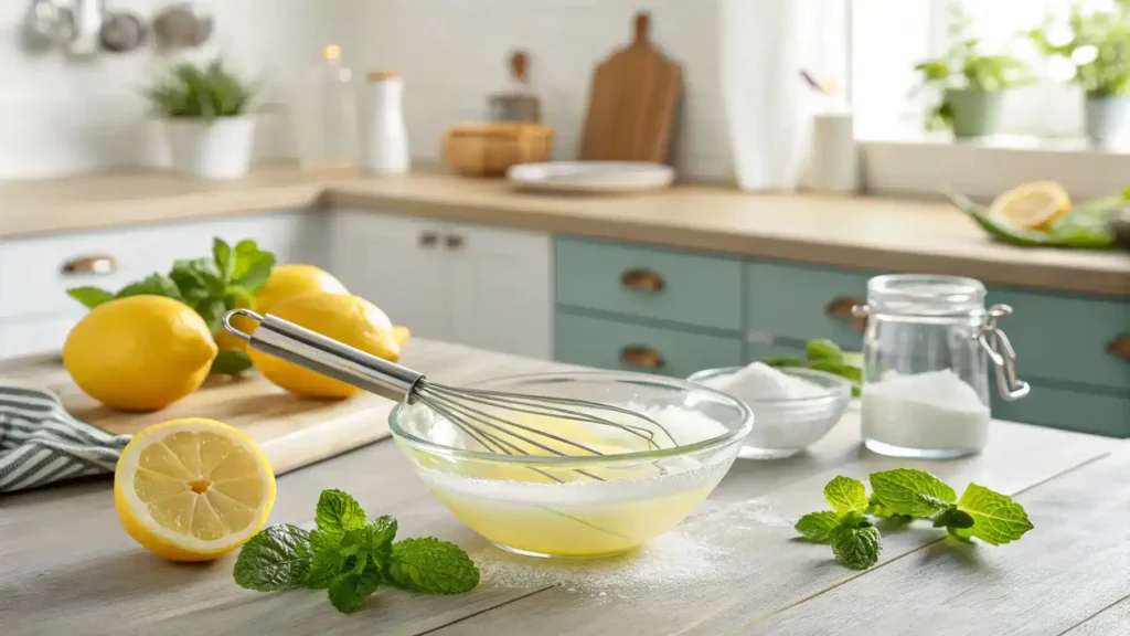 Pro tips for making whipped lemonade displayed with fresh ingredients.