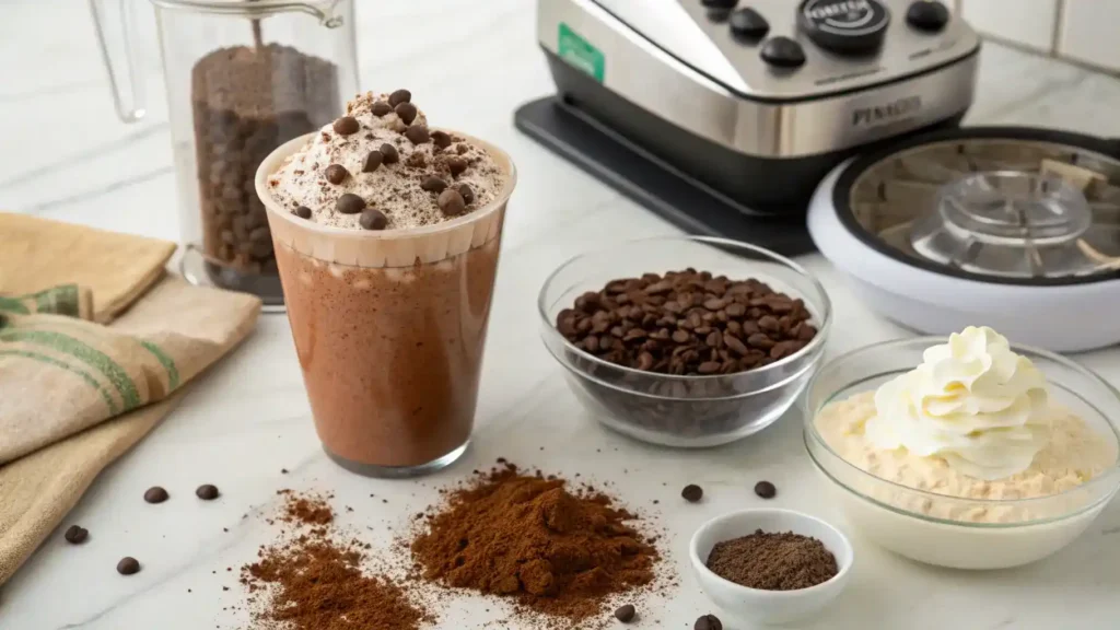 Pro tips for making a perfect Double Chocolate Chip Frappuccino.