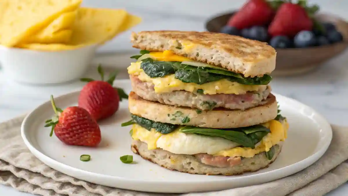 A delicious Meal Prep Breakfast Sandwich served on a plate.