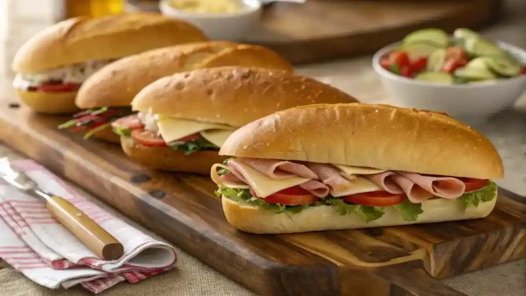 A variety of fillings for hoagie rolls displayed on a platter.