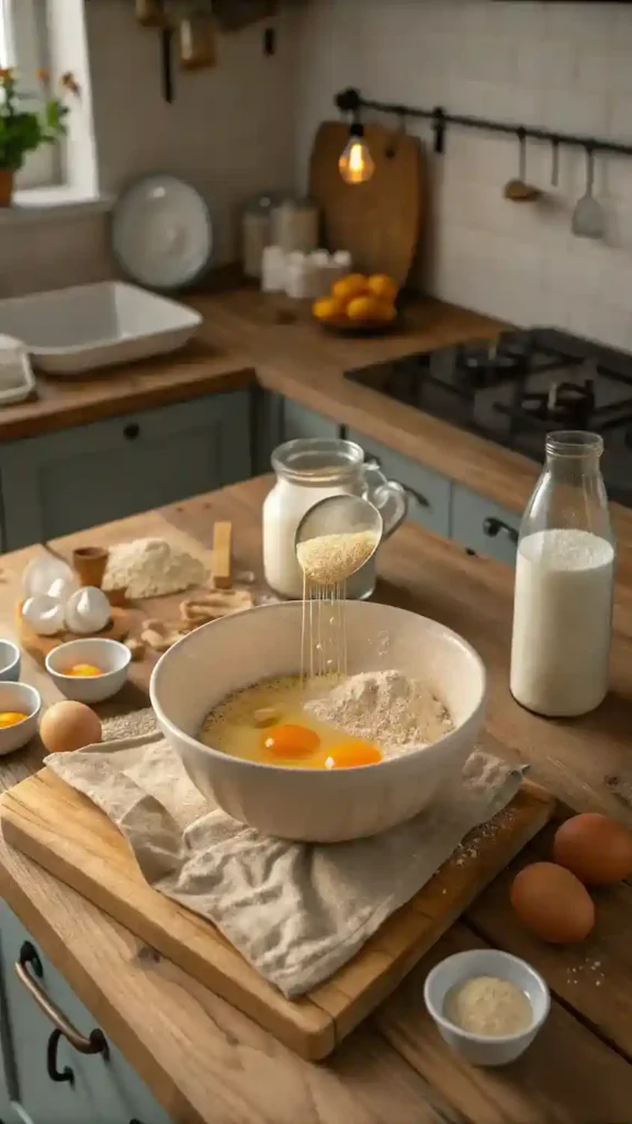A step-by-step guide to making Oat Flour Pancakes, featuring ingredients and cooking process.