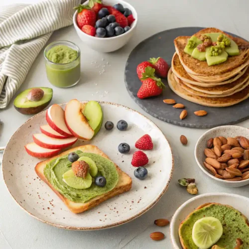 Different serving ideas for pistachio butter.