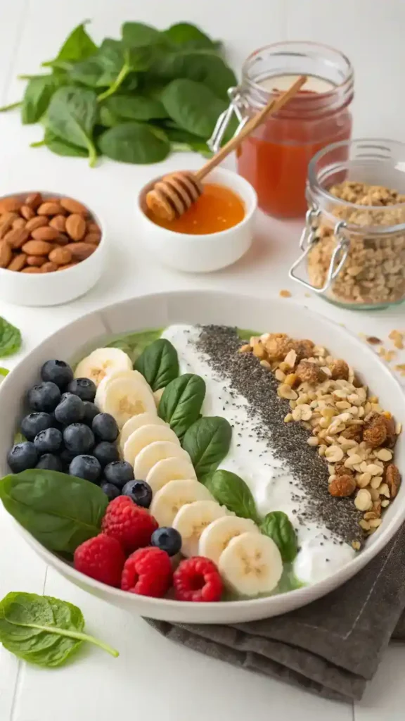 Ingredients for a Smoothie Bowl displayed beautifully.